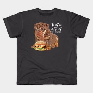 Bulldog Puppy and Hamburger Kids T-Shirt